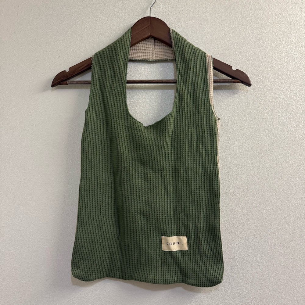 DONNI. Waffle Knit two-tone Tote Bag Textured Shoulder Bag upcycle tote One Size